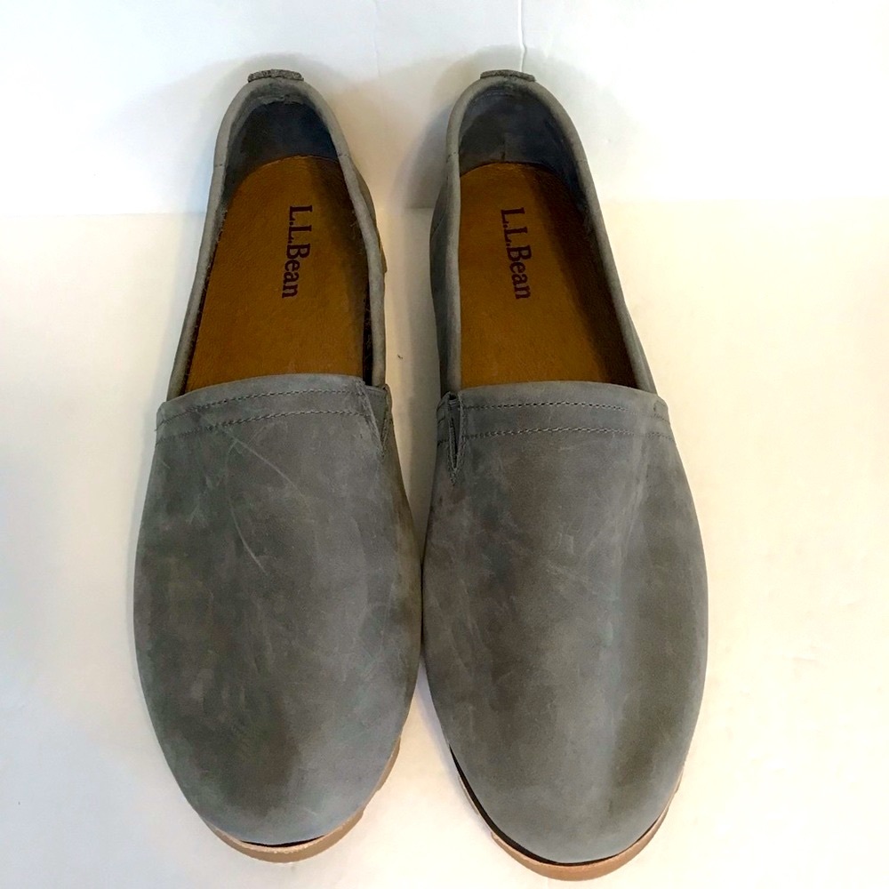 L.L. BEAN Women's SEDONA Nubuck Leather Lakewashed Gray Slipon Loafers 11 NEW - Picture 3 of 6